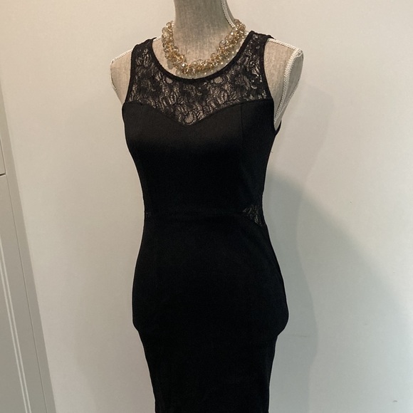 Black Sleeveless Bodycon Lace Dress Medium - Picture 6 of 15